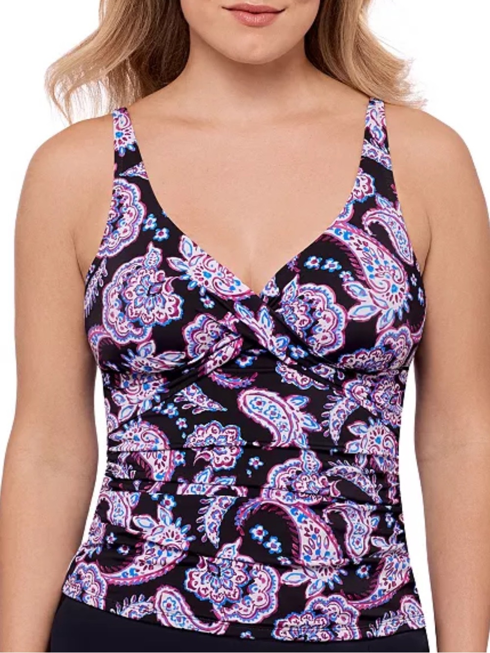 Swim Soloutions Women's Paisley-Print Tankini Top NWT